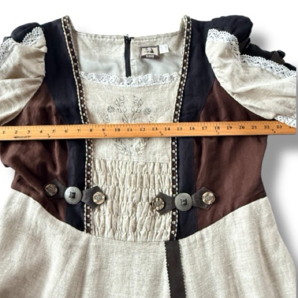 Solo German Dirndl Oktoberfest House Dress Linen Sz 18-20 Lagenlook Costume Art - Picture 2 of 10